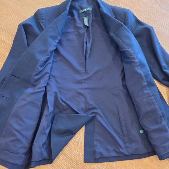 Lauren Ralph Lauren Navy Women's Blazer Gold Buttons Cotton Stretch Tailored 2 - Picture 6 of 11